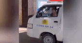 Police officers use specialized vehicles to take a sleepy male student to the 10th grade entrance exam site. Photo: Quynh Anh Commune Police
