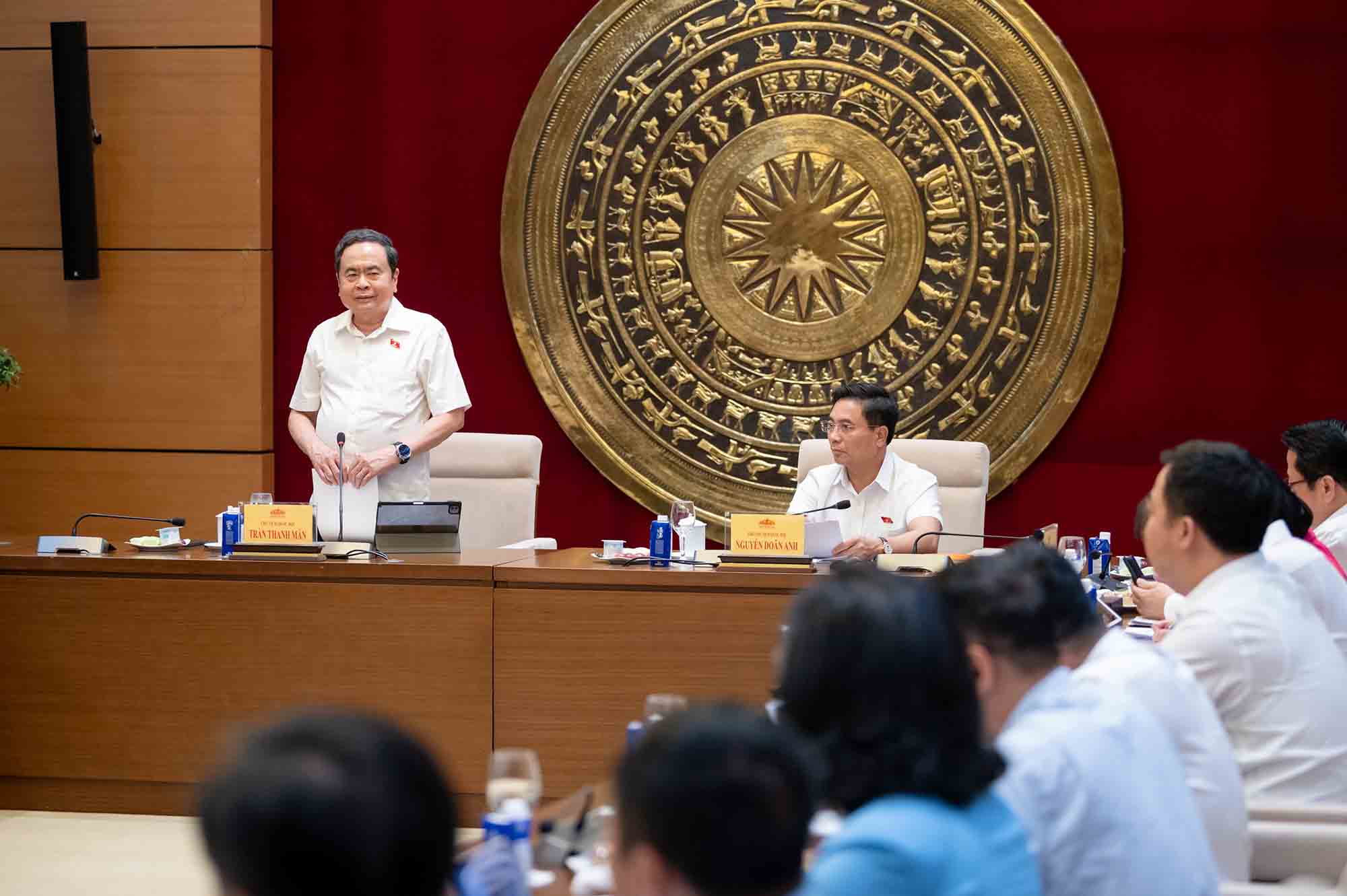 Chủ tịch Quốc hội Trần Thanh Mẫn làm việc với Thường trực Ủy ban Dân nguyện và Giám sát. Ảnh: Phạm Thắng.