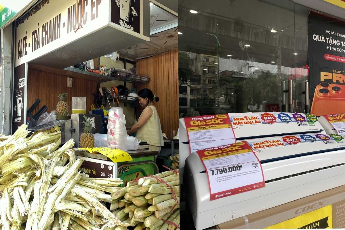 Hanoi heats up fiercely: "Bumper crop" sugarcane juice, electronics prices race to decrease. Photo: Thanh Binh