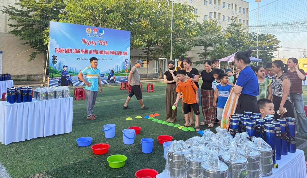 Các gian hành trò chơi tại Ngày hội Thanh niên công nhân 2026. Ảnh: Công đoàn Đà Nẵng