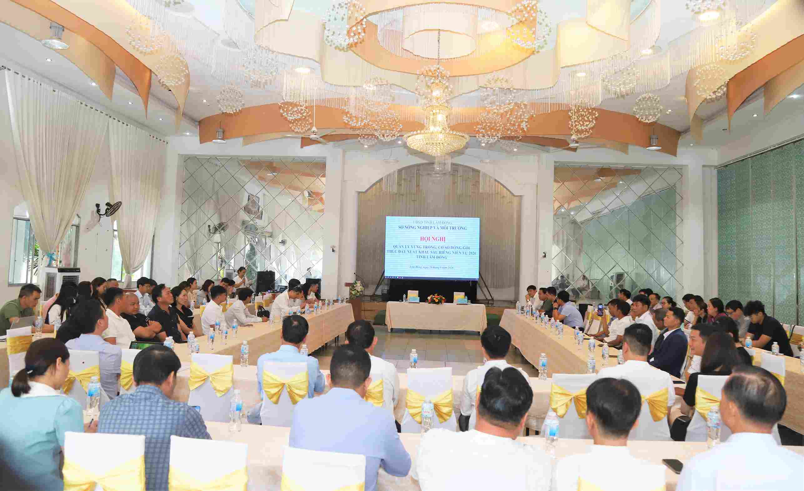 Ngành nông nghiệp Lâm Đồng tổ chức Hội nghị quản lý vùng trồng, cơ sở đóng gói thúc đẩy xuất khẩu sầu riêng niên vụ 2026. Ảnh: Phúc Khánh