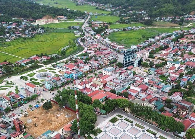 Một góc trung tâm xã Tuần Giáo, tỉnh Điện Biên từ trên cao. Ảnh: Quang Đạt