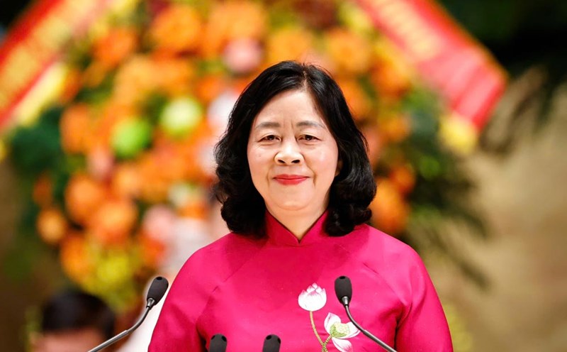 Ms. Bui Thi Minh Hoai - Member of the Politburo, Secretary of the Party Central Committee, Chairman of the Central Committee of the Vietnam Fatherland Front. Photo: Hai Nguyen