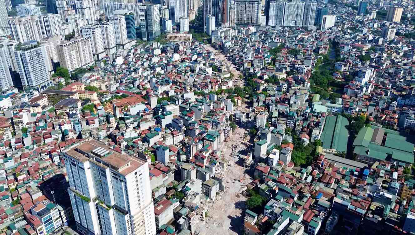 Site clearance for Ring Road 2.5 in Thanh Xuan ward completed after more than 4 months. Photo: Thanh Xuan Ward People's Committee