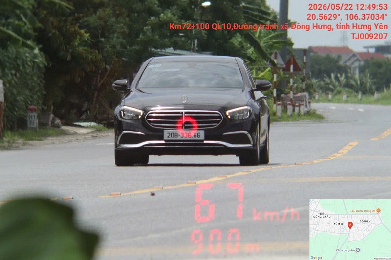 Car owner fined for speeding. Photo: Hung Yen Traffic Police