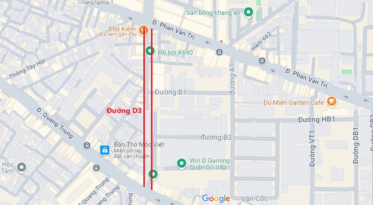 Hướng tuyến mở rộng đường D3. Ảnh: Minh Quân
