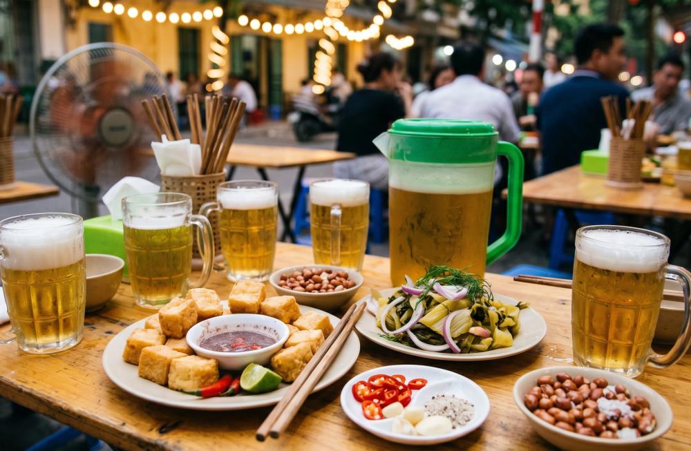 Bia hơi Hà Nội là thức uống nổi tiếng của Thủ đô. Ảnh: Minh Trang