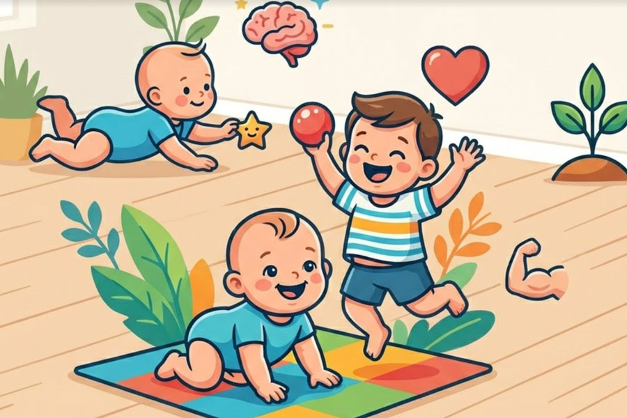 Physical activity helps infants and young children develop comprehensively. Graphics: Thien Nhan