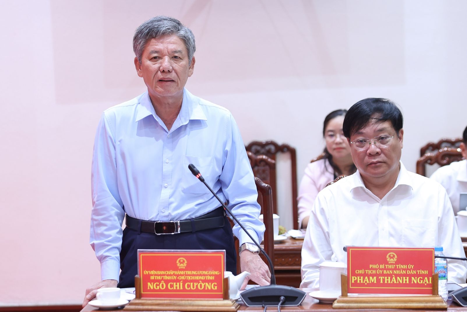 Ông Ngô Chí Cường - Bí thư Tỉnh ủy Đồng Tháp phát biểu tại buổi làm việc. Ảnh: Báo điện tử Chính phủ