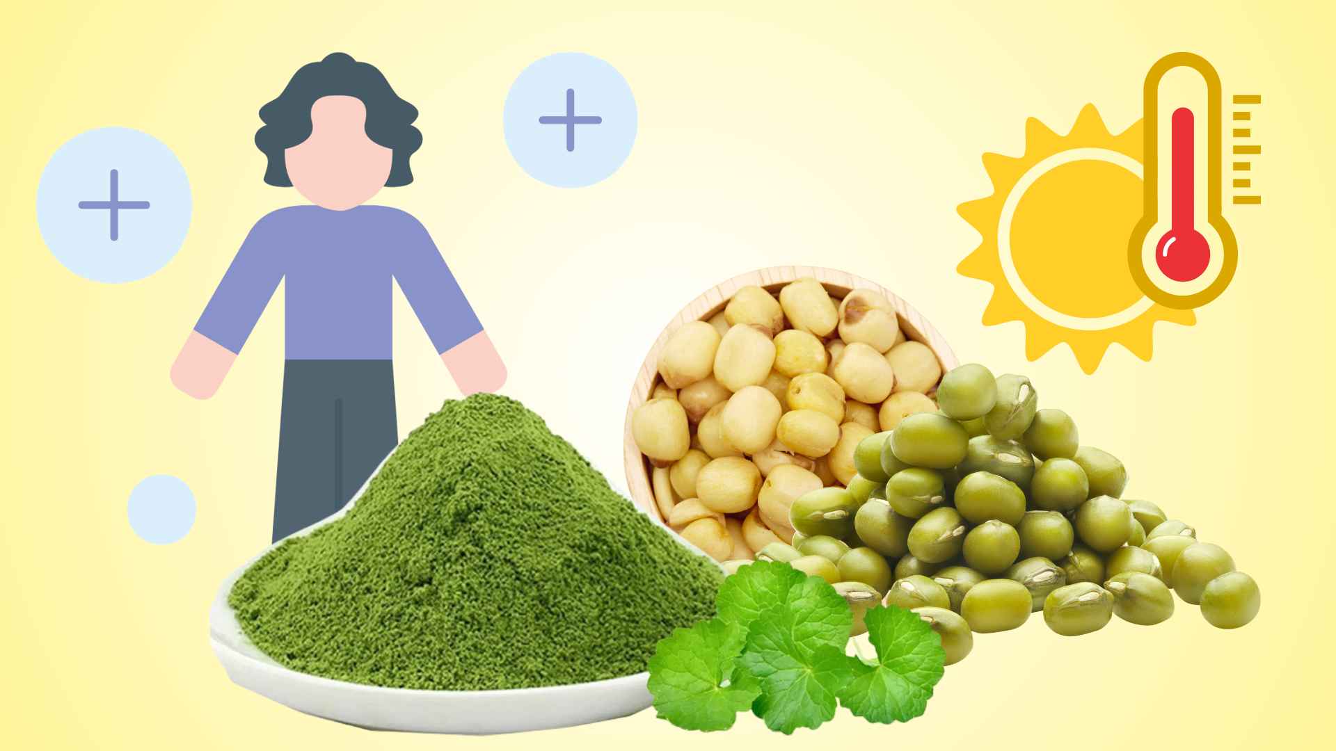 Pennywort powder, lotus seeds, green beans help the body cool down on hot sunny days.