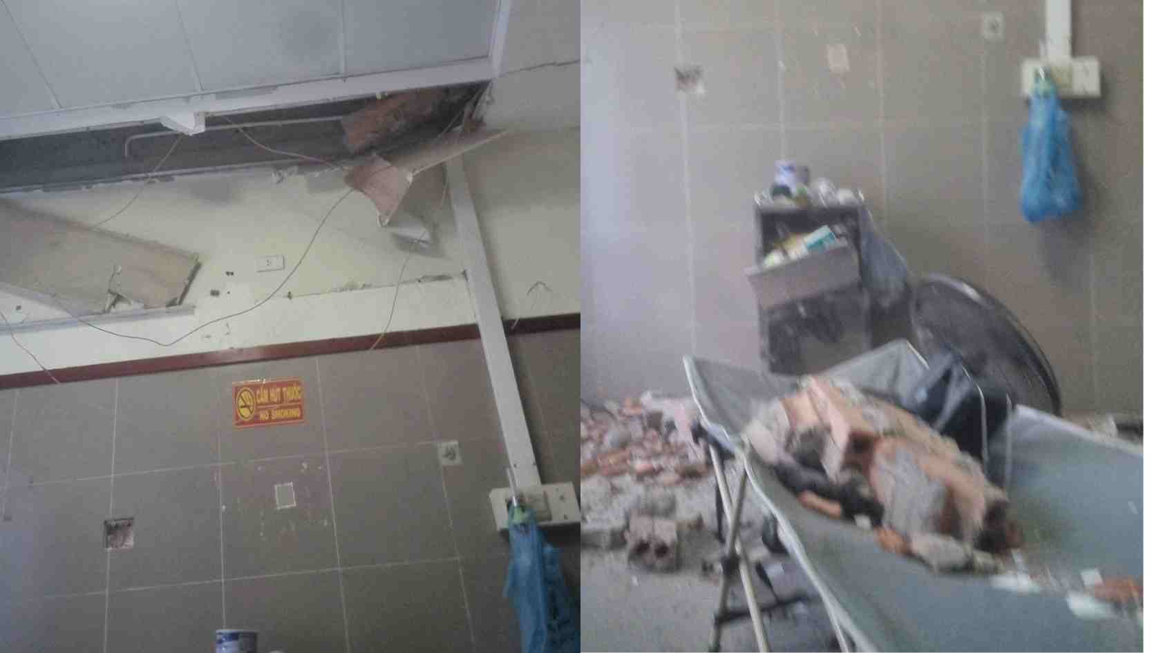 Plain of plaster at Lang Son Provincial General Hospital fell while the patient was being treated. Photo: NVCC