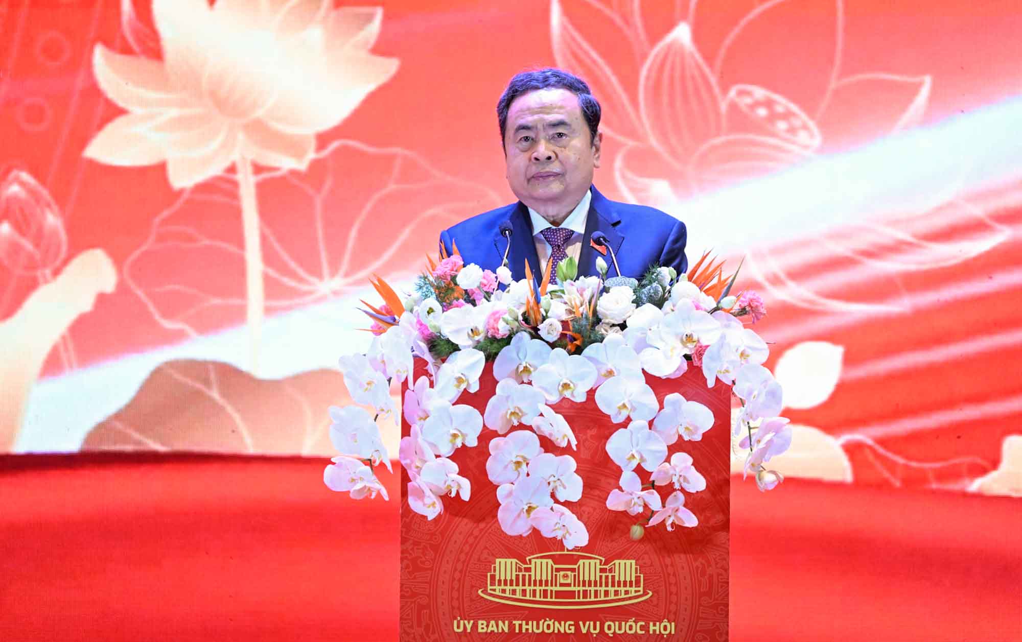 Politburo Member, National Assembly Chairman Tran Thanh Man said that the process of implementing the two-level government model still faces many difficulties and challenges. Photo: Pham Thang.