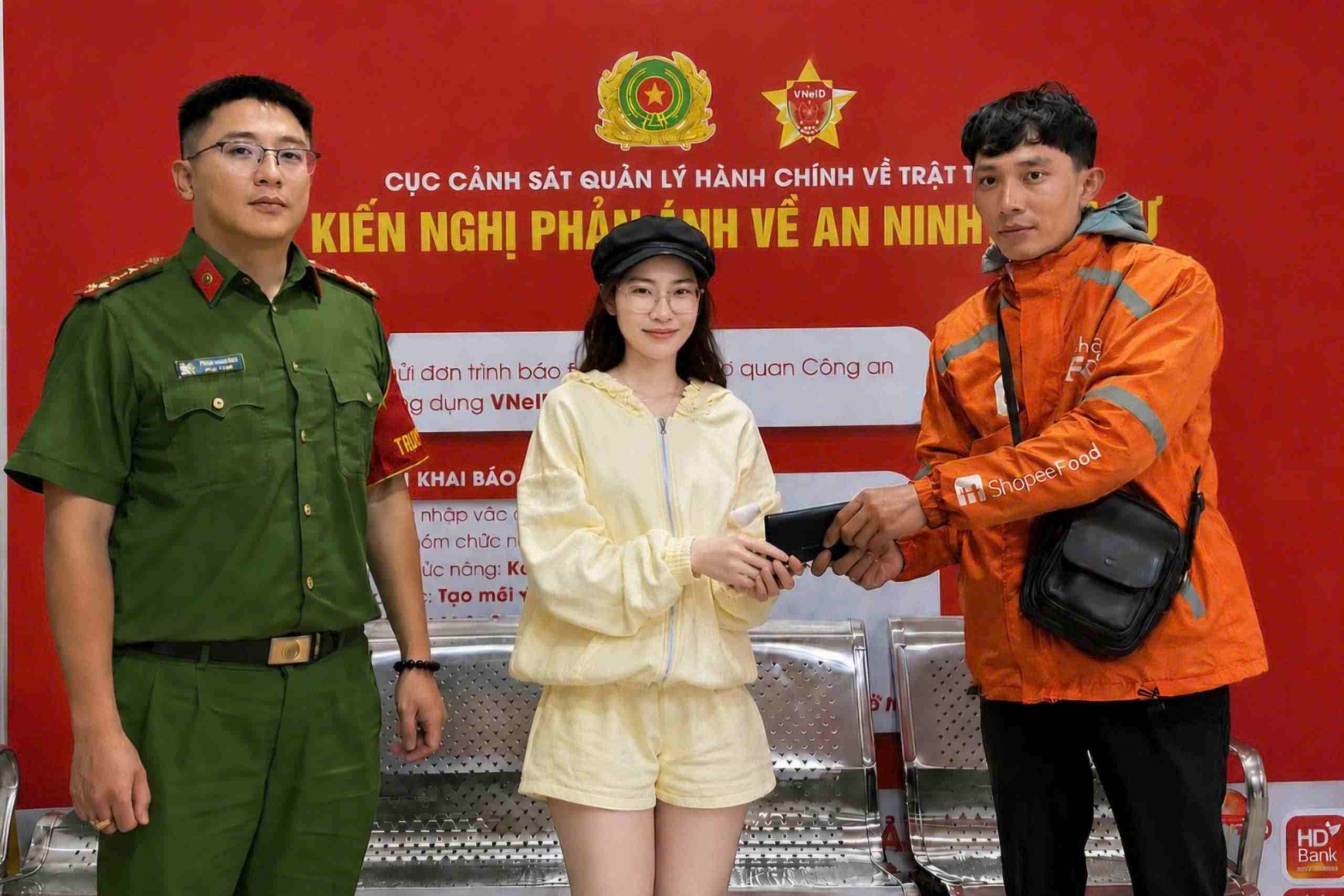 The male shipper coordinated with the Police to return the property to the female tourist who dropped it. Photo: Police provided