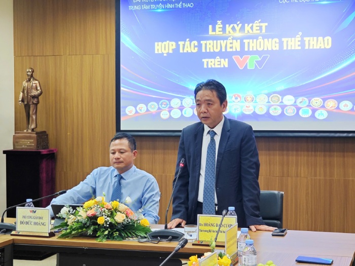Thứ trưởng Bộ VHTTDL Hoàng Đạo Cương phát biểu tại buổi lễ. Ảnh: Nam Sương