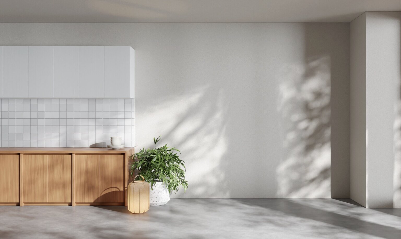 Choosing the same floor and wall color can help the kitchen become more harmonious. Photo: Thuy Duong