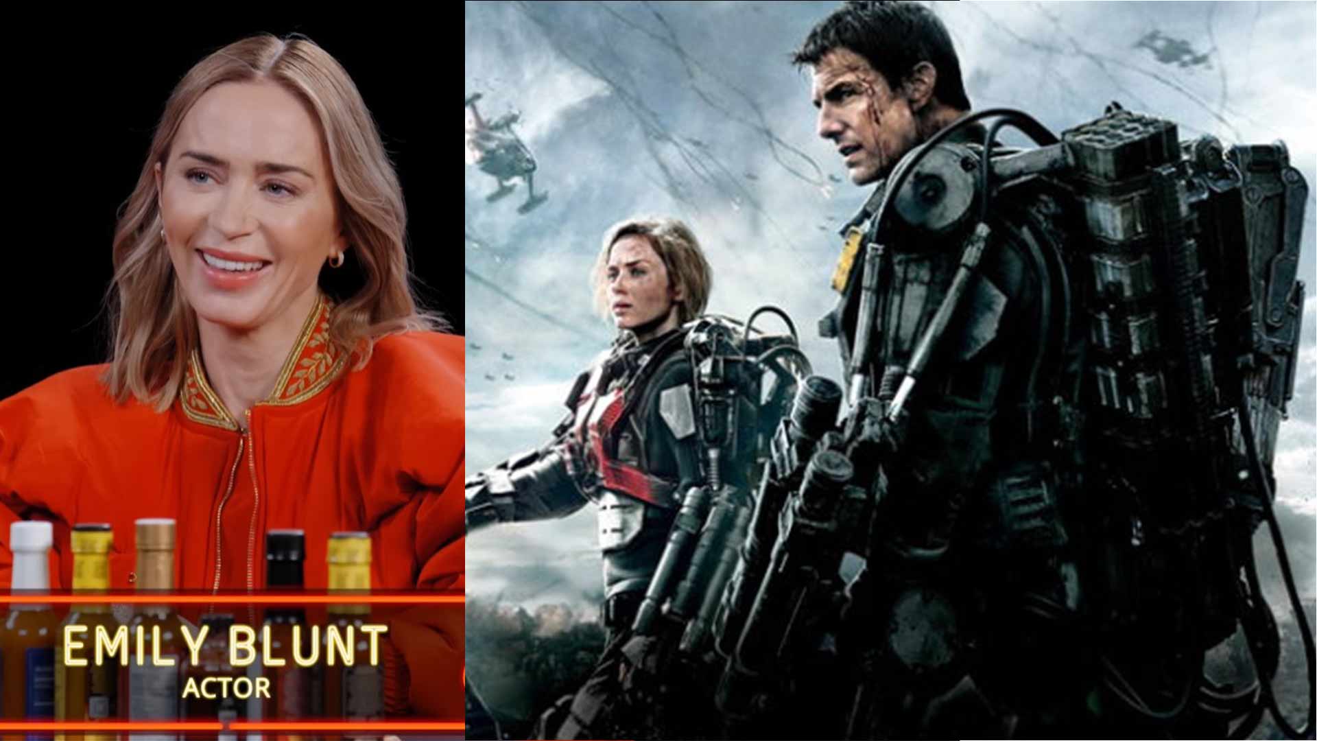 Emily Blunt shares behind-the-scenes memories when filming with Tom Cruise. Photo cut from video/Producer