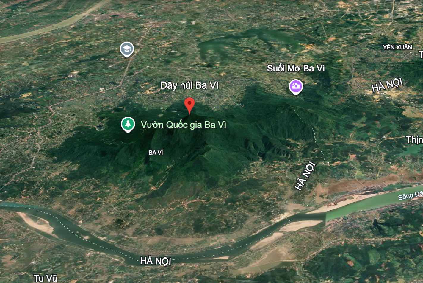 The city is expected to recover 144.87 hectares of land to implement 34 projects in Ba Vi commune. Photo: Google Earth