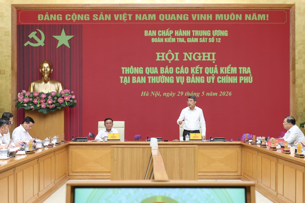 The conference approved the draft Report on the results of inspection and supervision (phase 2) of the Politburo and the Secretariat for the Standing Committee of the Government Party Committee. Photo: VGP