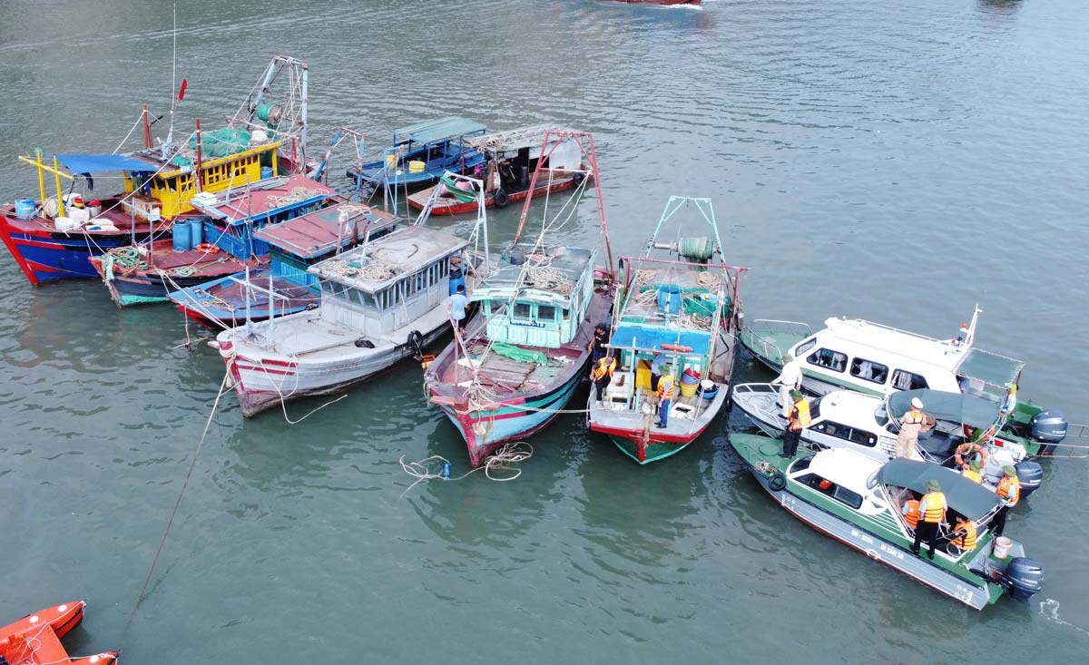 Functional forces propagate and remind vehicles along the coast of Ha Long Bay to anchor in the correct designated locations. Photo: Doan Hung