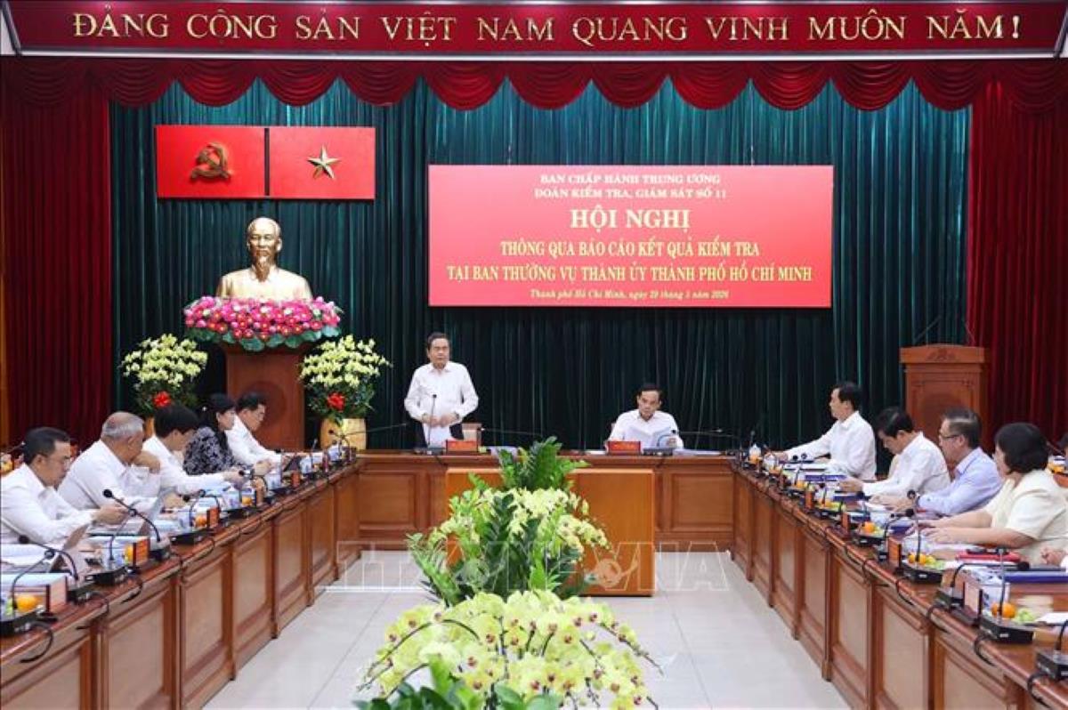 Ủy viên Bộ Chính trị, Chủ tịch Quốc hội Trần Thanh Mẫn phát biểu kết luận hội nghị. Ảnh: TTXVN