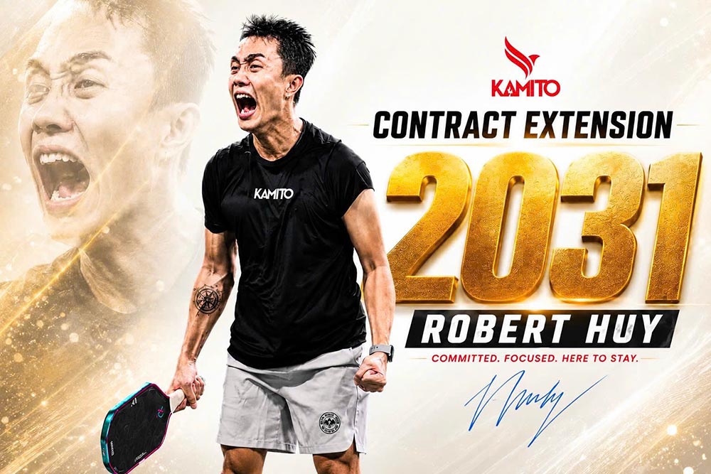 Kamito prolonge sa coopération avec le joueur de pickleball Robert Huy jusqu'en 2031. Photo : Kamito