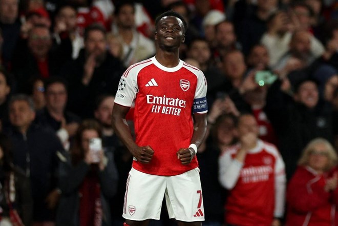 Bukayo Saka aims for success with the England national team after a sublime season with Arsenal. Photo: AFP