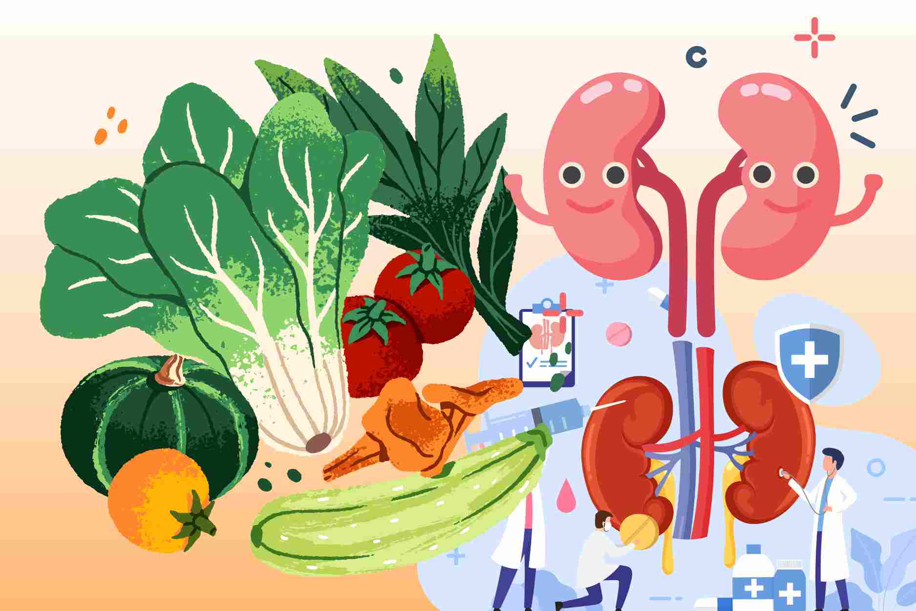 Vegetables and fruits that are good for the kidneys should be included in daily meals