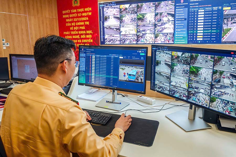 Tình hình giao thông trên địa bàn Hà Nội được camera AI ghi nhận, cập nhật theo thời gian thực. Ảnh: Tiến Ngô