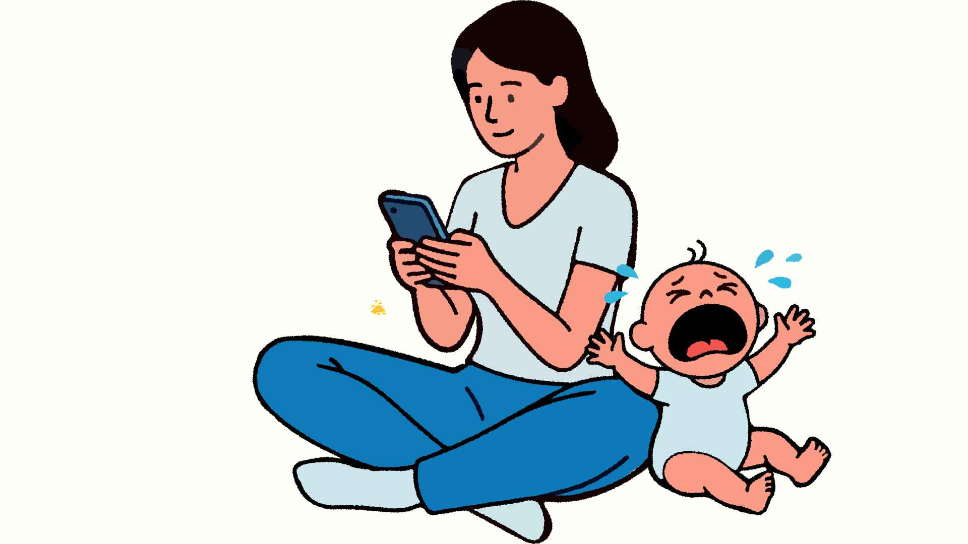Don't underestimate the harmful effects of phones when taking care of children, just a few minutes is dangerous enough. Graphic photo: Hoang Loc