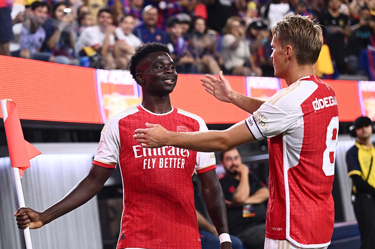 Bukayo Saka đã trở lại vào đúng lúc Arsenal cần nhất. Ảnh: AFP