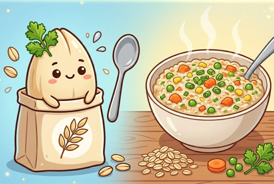 Avoine, légumes salés, petit-déjeuner rapide et copieux, suffisamment nutritif pour une journée chargée