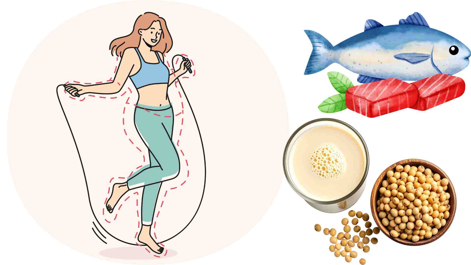 Protein and Omega-3-rich foods support visceral fat reduction. Graphics: Ha May