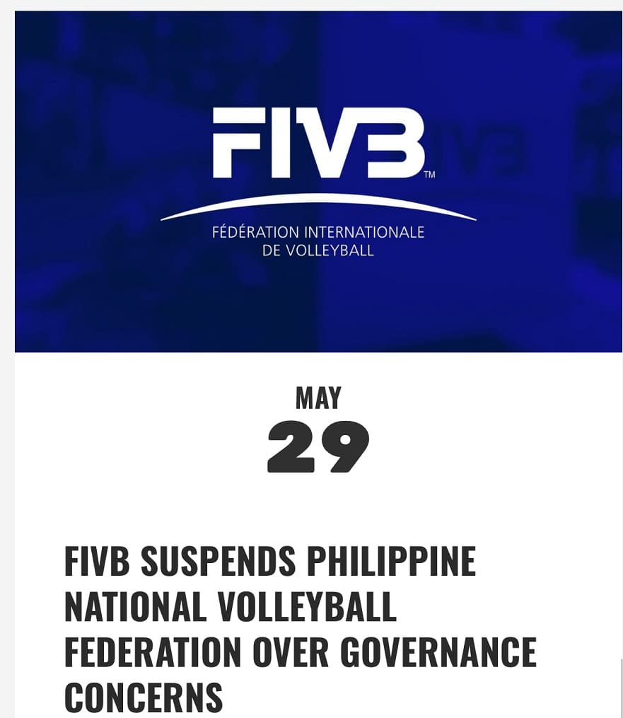 World Volleyball Federation FIVB temporarily suspends the Philippines Volleyball Federation. Photo: AVC