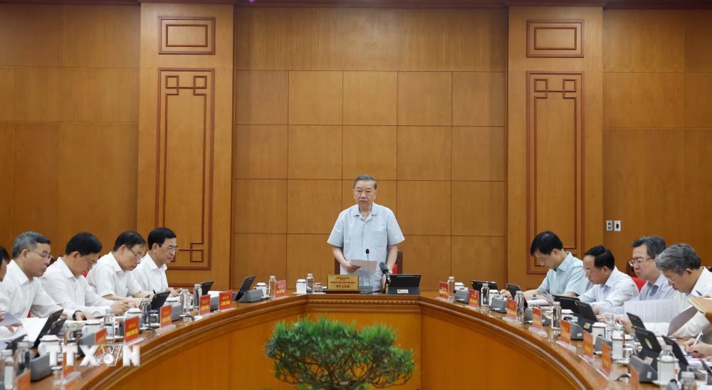 Tổng Bí thư, Chủ tịch nước Tô Lâm phát biểu chỉ đạo tại buổi làm việc cho chủ trương về công tác nghiên cứu khoa học cơ bản. Ảnh: TTXVN