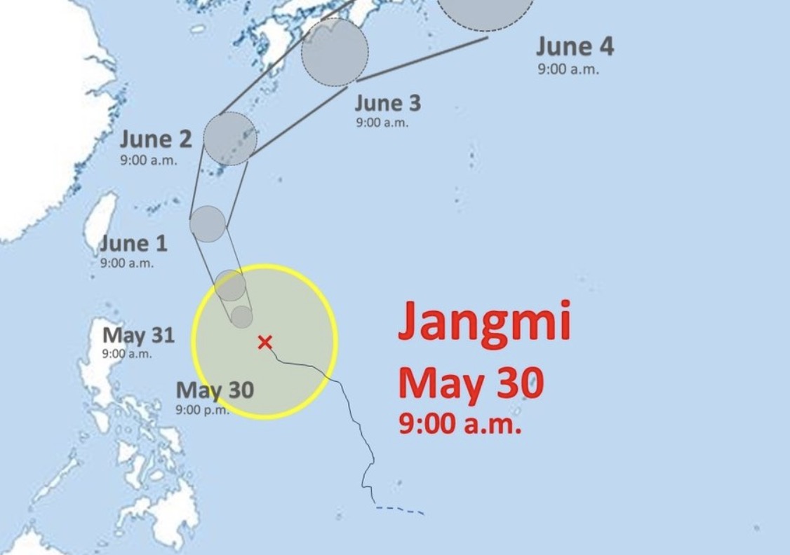 Forecast of Typhoon Jangmi's path. Photo: Japan Meteorological Agency