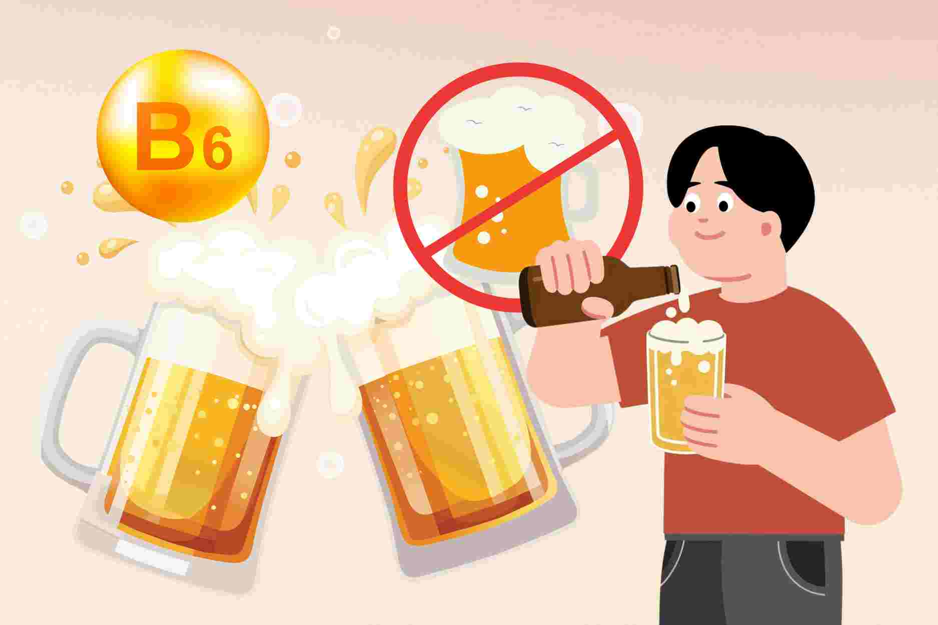 Beer contains vitamin B6 but is not a good choice to supplement nutrition