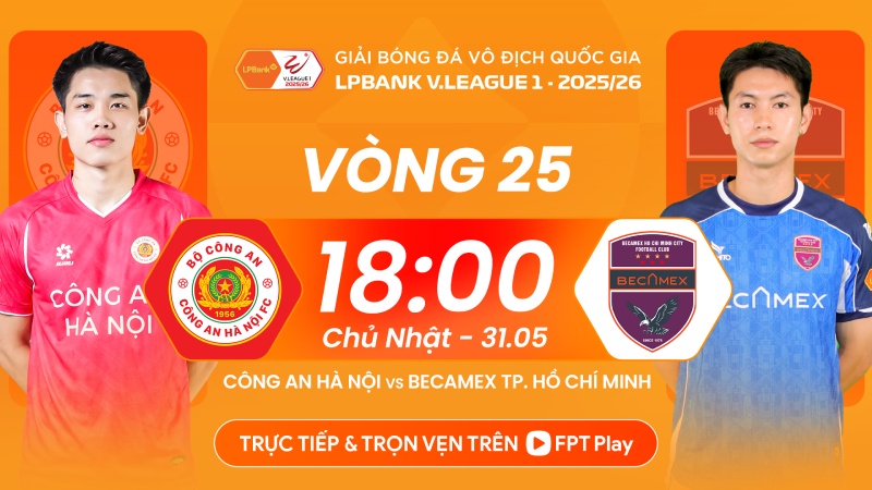 Hanoi Police meet Becamex TPHCM in round 25 of V.League. Photo: FPT Play
