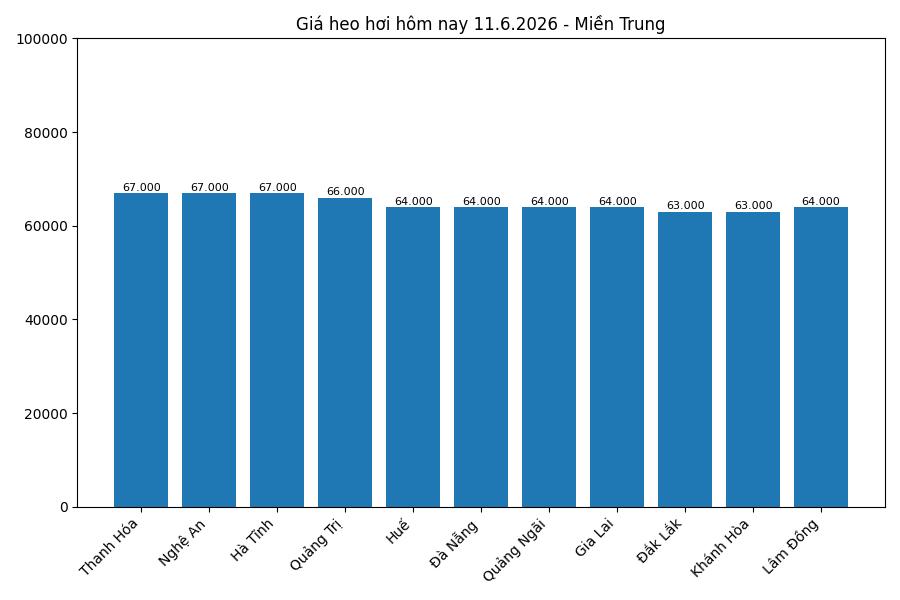 Giá heo hơi hôm nay 11.6 tại khu vực miền Trung. Đồ họa: Thùy Linh