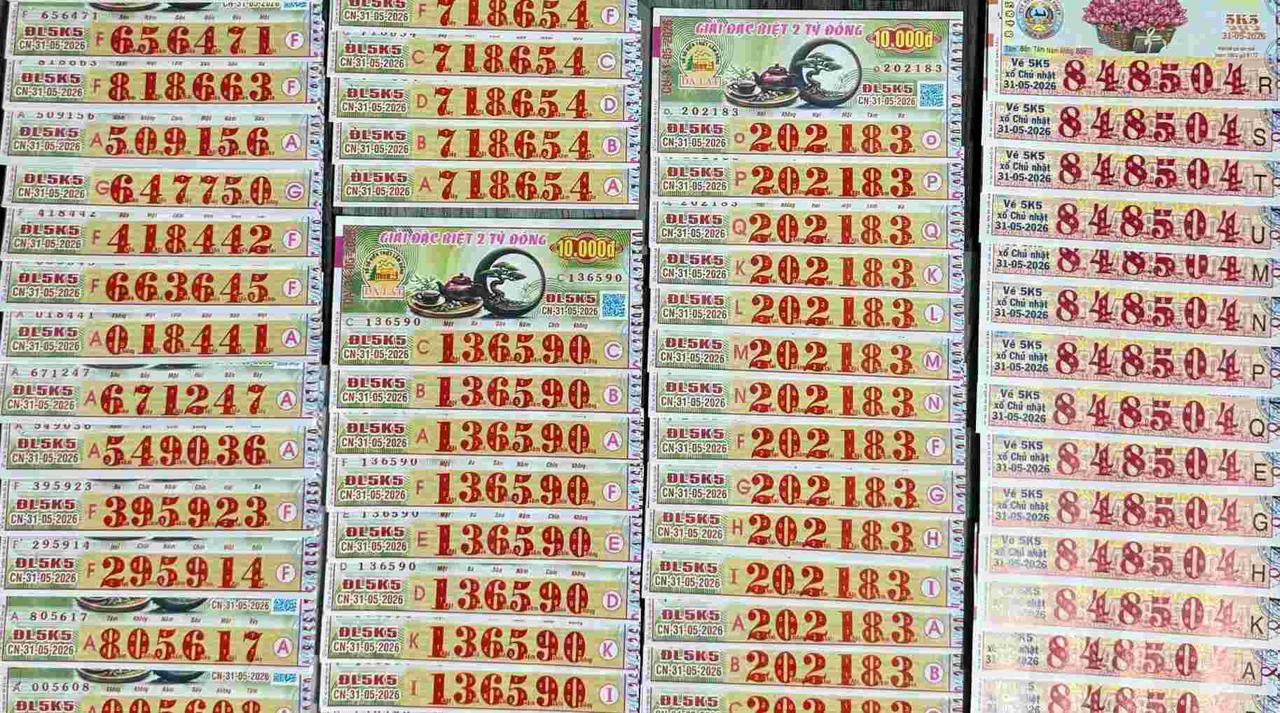 Xổ số miền Nam ngày 31.5 gồm các đài Tiền Giang, Kiên Giang, Đà Lạt. Ảnh: Vinh Phú
