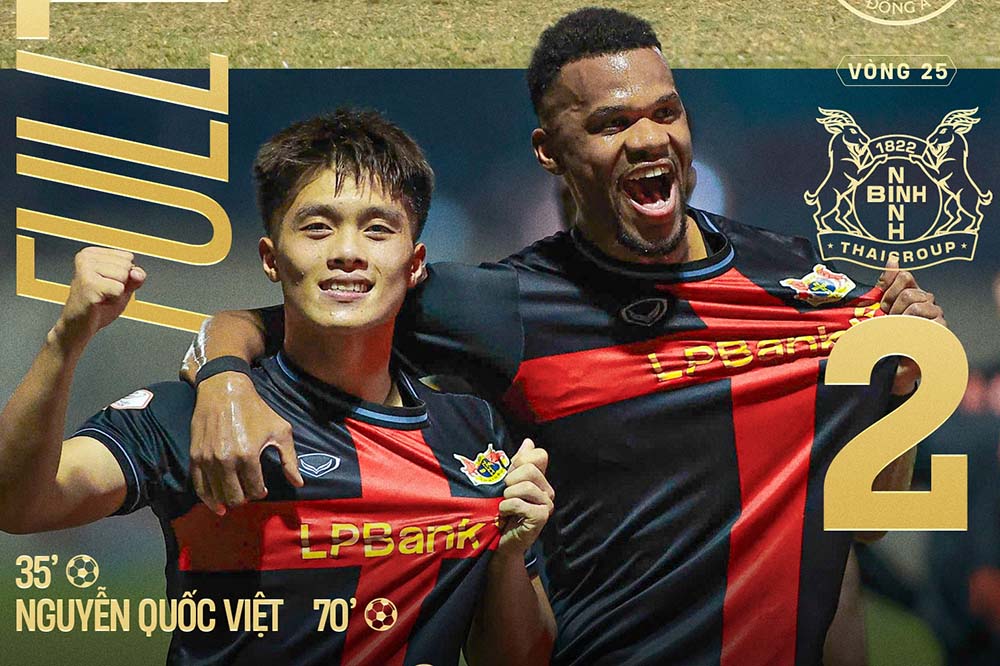 Ninh Binh has a 2-0 victory at Thanh Hoa's stadium. Photo: Ninh Binh Club