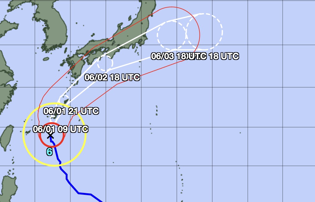 Forecast of Typhoon Jangmi's path. Photo: Japan Meteorological Agency