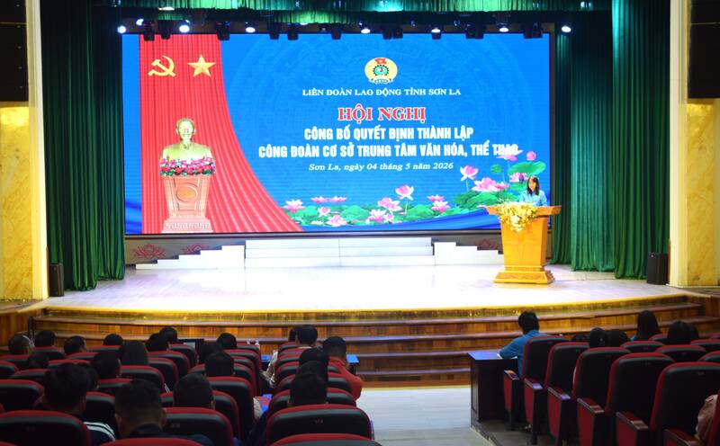 Hội nghị công bố thành lập Công đoàn cơ sở Trung tâm Văn hóa, Thể thao tỉnh Sơn La. Ảnh: Trường Sơn