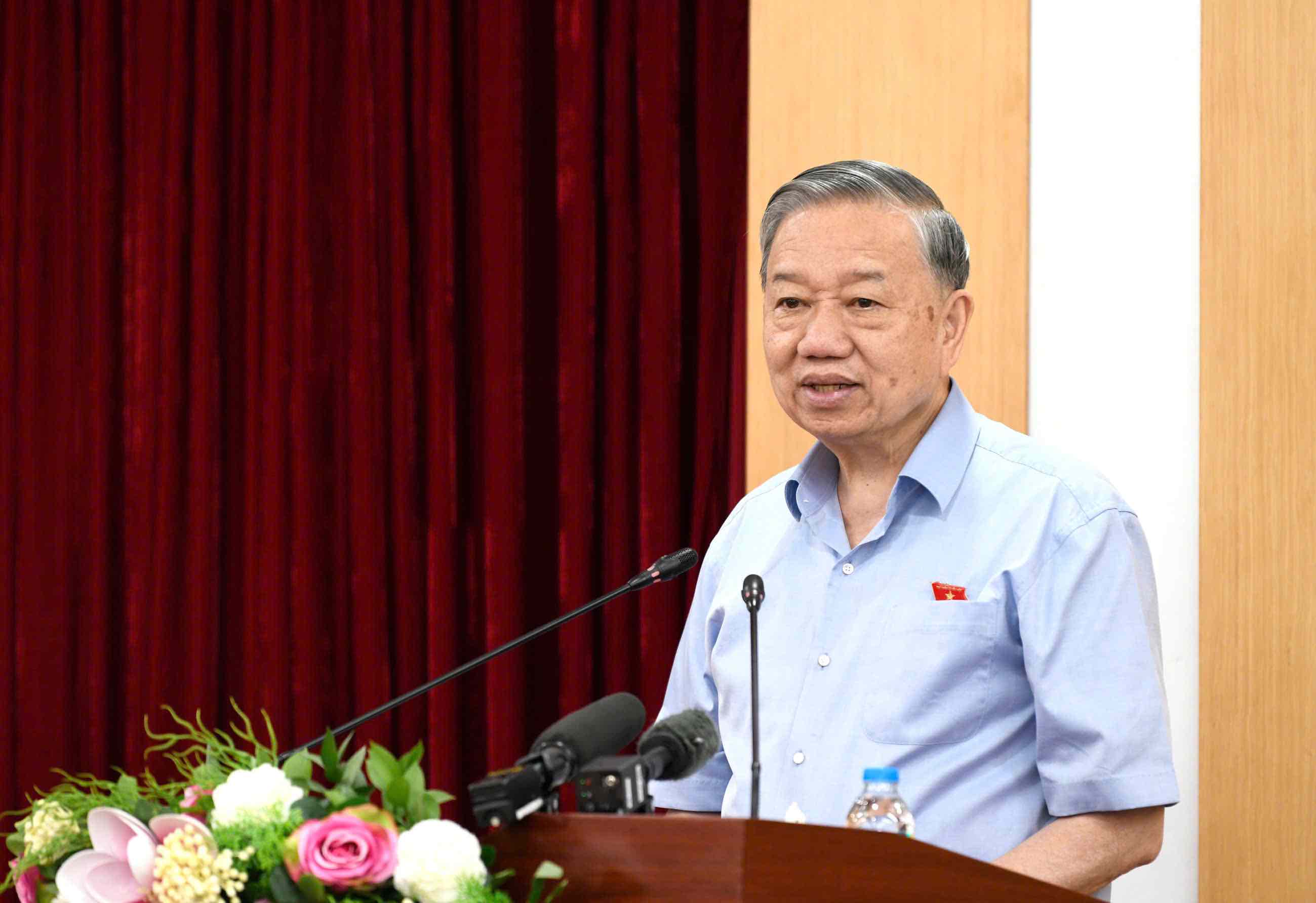 General Secretary and President To Lam speaks at the voter meeting. Photo: Hai Nguyen