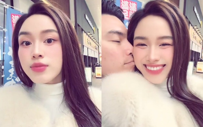 Hoa hậu Đỗ Thị Hà - con dâu Tập đoàn Sơn Hải gây sốt với khoảnh khắc tình tứ bên ông xã doanh nhân. Ảnh cắt từ video
