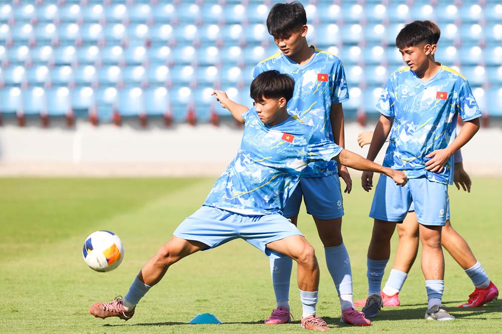 U17 Vietnam ranked 12th in height in the 2026 AFC U17 Championship finals. Photo: VFF