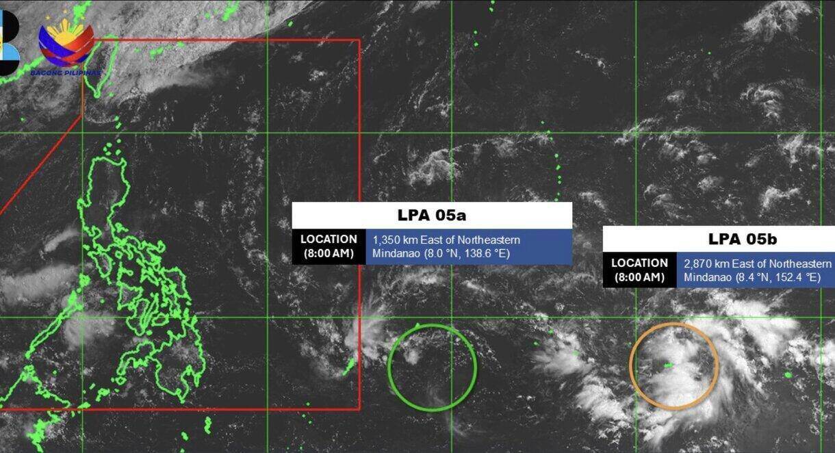 Two consecutive low pressure systems form offshore the Philippines. Photo: PAGASA
