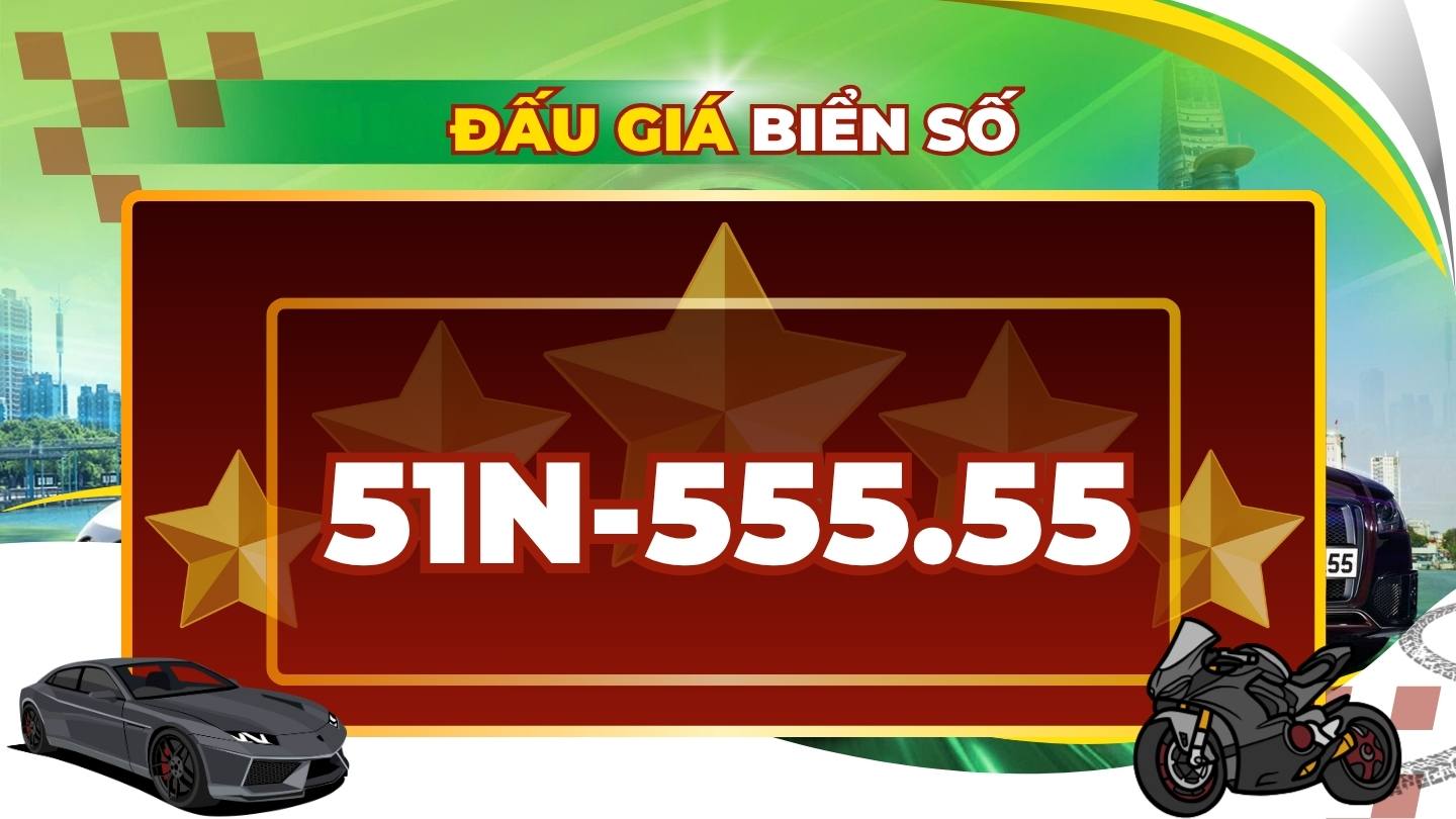 Car license plate 51N-555. 55 will be available in the auction on May 5-6