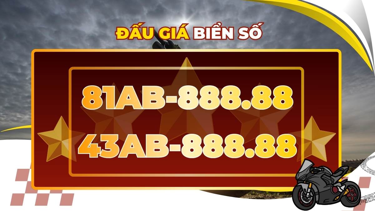 The pair of motorbike license plates 81AB-888. 88 and 43AB-888. 88 are on auction on May 5-6