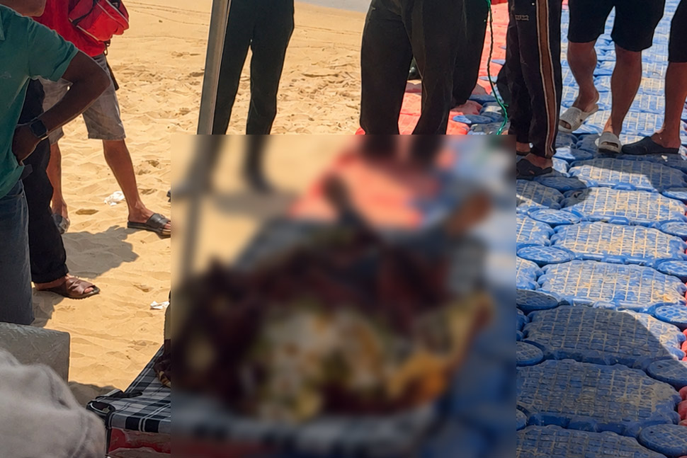 The body of a man who died while fishing with a group of friends in the Mui Kiem area (Quy Nhon Dong ward, Gia Lai). Photo: Thanh Tri
