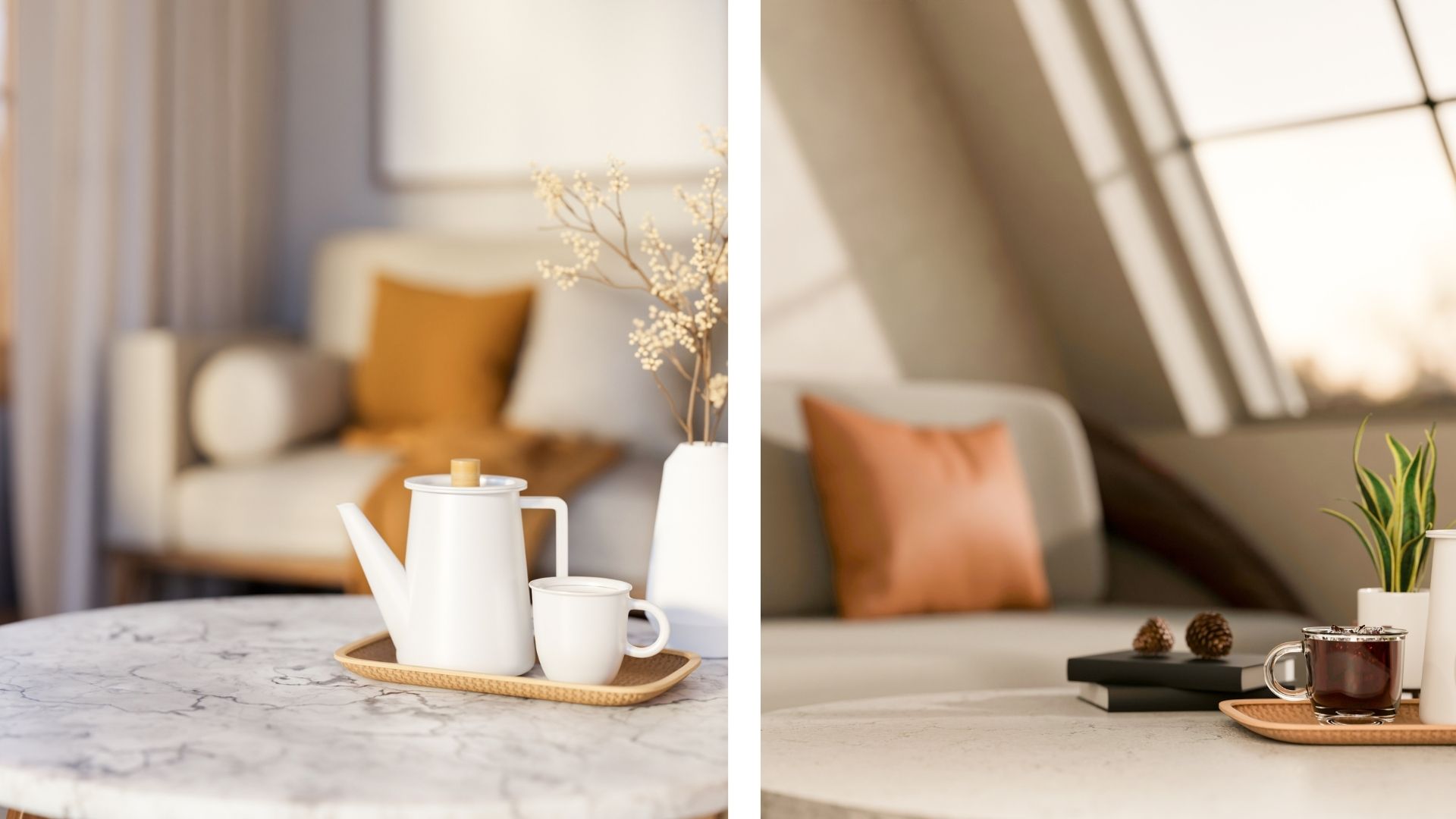 Decorating coffee tables with green trees, candles and decorations makes the living space more cozy and harmonious. Graphics: Thanh Thanh